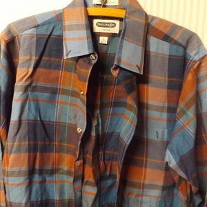 MEN'S LARGE LONG SLEEVE BUTTON DOWN PLAID CASUAL SHIRT,